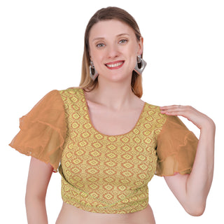Vamika Hosiery Light Brown Butterfly Frill Sleeves Blouse - Distacart