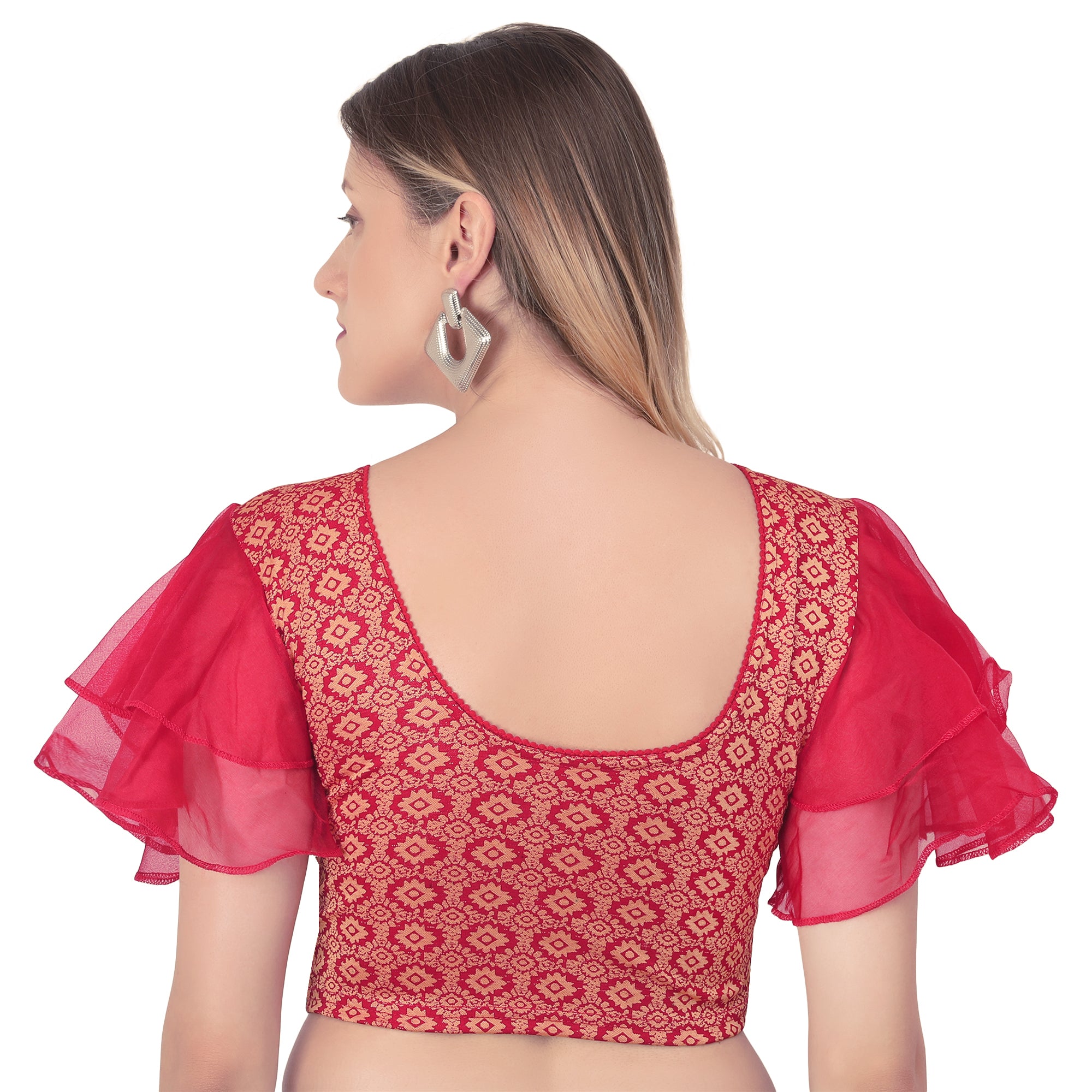 Vamika Hosiery Maroon Butterfly Frill Sleeves Blouse - Distacart