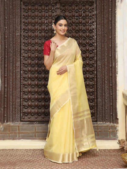 Shree Shyam Fashion Yellow Cotton Saree - Distacart