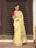 Thumbnail for Astita Yellow Cotton Saree