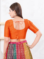 Thumbnail for Joban Fashion Orange Dupion Silk Elbow Sleeveless Front Open Blouse