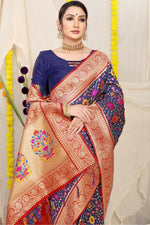 Thumbnail for Jyoti Fashion Women's Navy Blue Patola Silk Zari Woven Saree with Blouse - Distacart