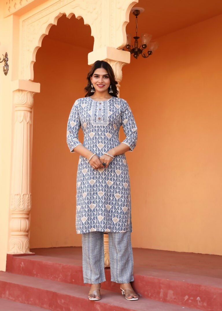 Alvano Alvano Women's 3Pcs Straight Kurti Set Printed Rayon - Distacart