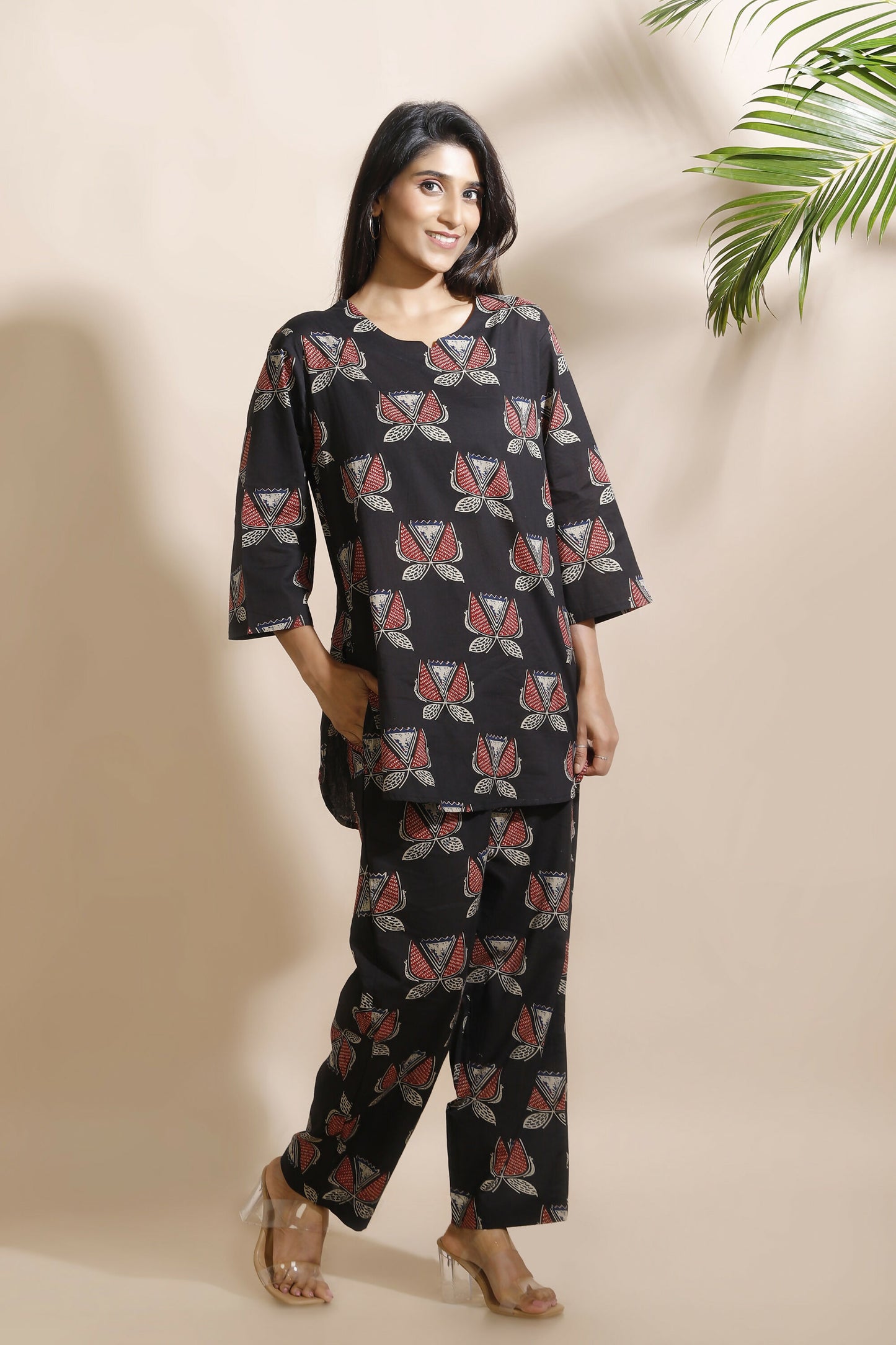 Breathables Abstract Black Cotton Co-Ord Set - Dista