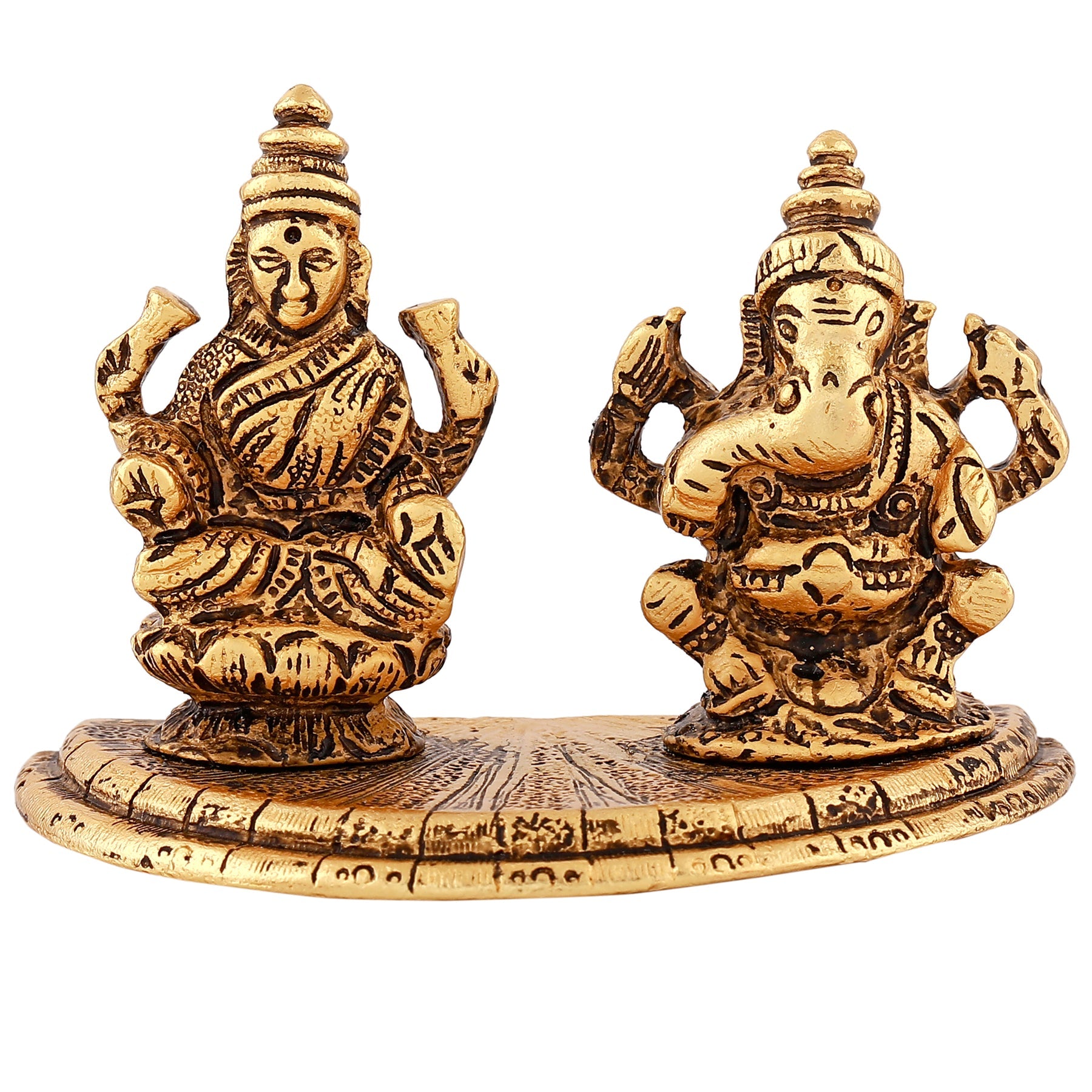 Estele Gold-Polished Goddess Laxmi & Lord Ganapati Idol for Pooja & Car Decor - Distacart