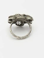 Thumbnail for NVR Women's Silver-Toned Floral Shape Adjustable Finger Ring - Distacart