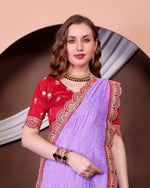 Thumbnail for Teeya Creation Lavender Color Georgette Fabric Chikankari Work Saree - Distacart