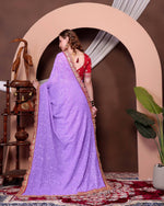 Thumbnail for Teeya Creation Lavender Color Georgette Fabric Chikankari Work Saree - Distacart