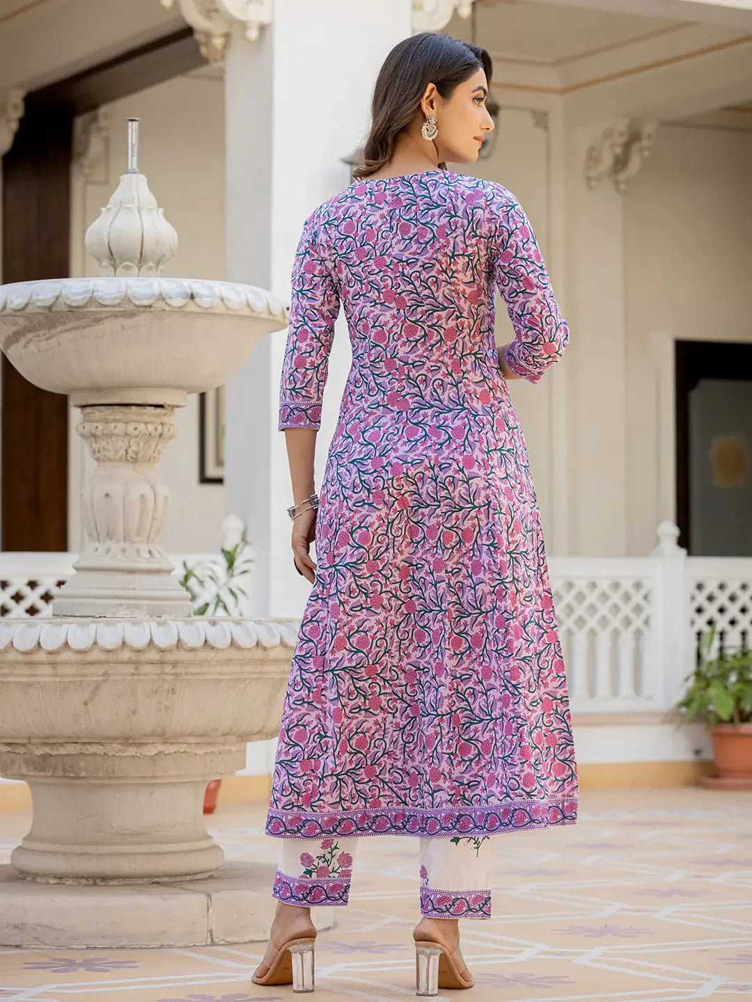 Yufta Lavender Ethnic Motifs Cotton Dupatta Set - Distacart
