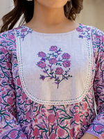 Thumbnail for Yufta Lavender Ethnic Motifs Cotton Dupatta Set - Distacart