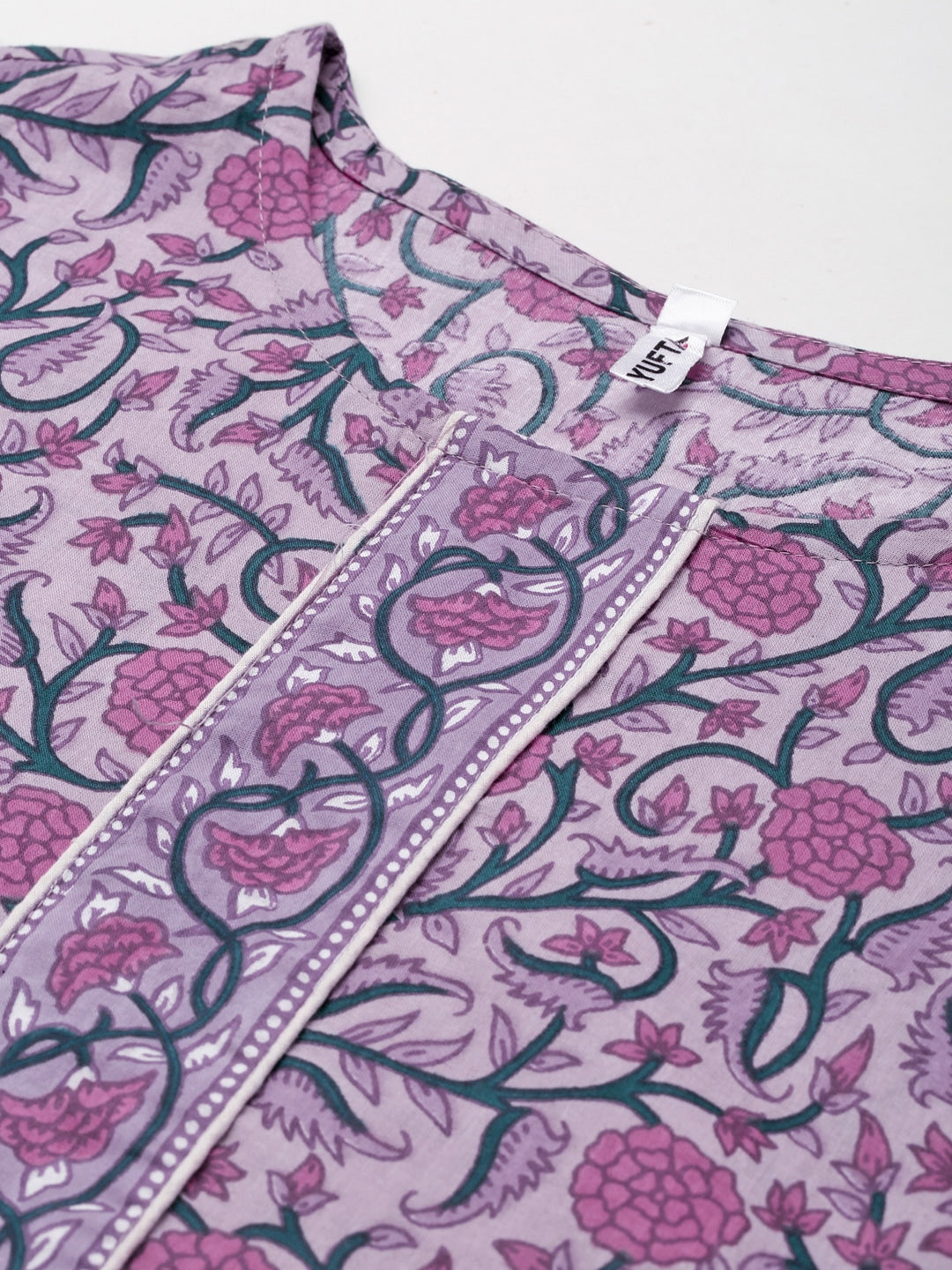 Yufta Lavender & Green Printed Kurta - Distacart