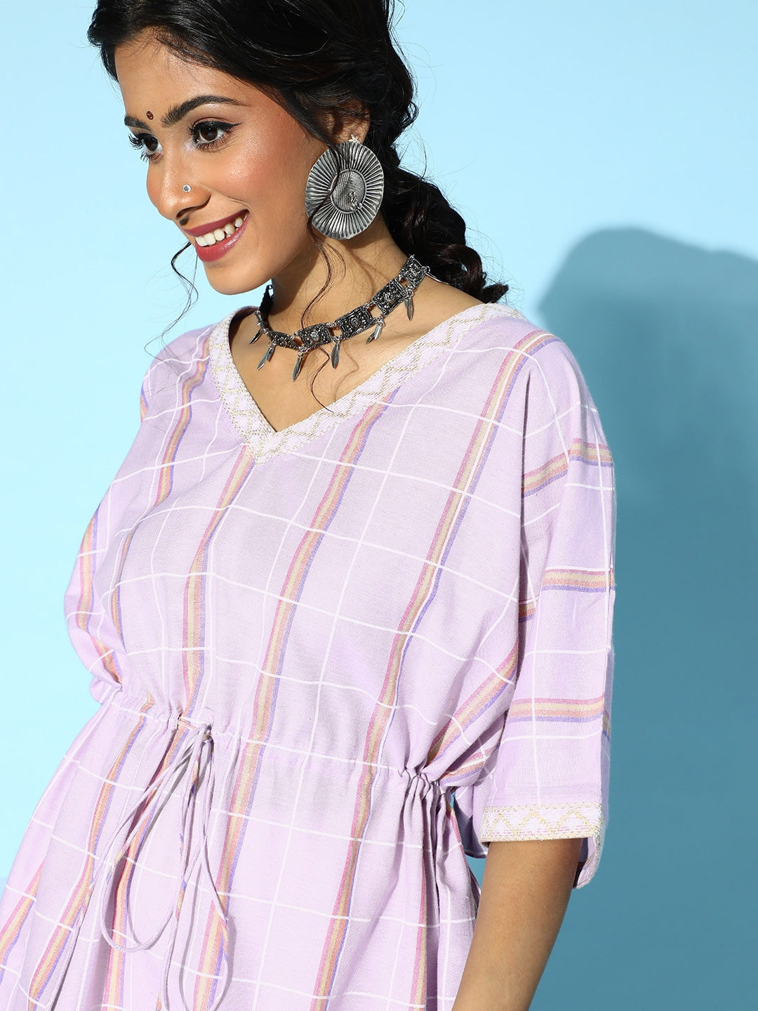 Yufta Lavender Kaftan Kurta - Distacart