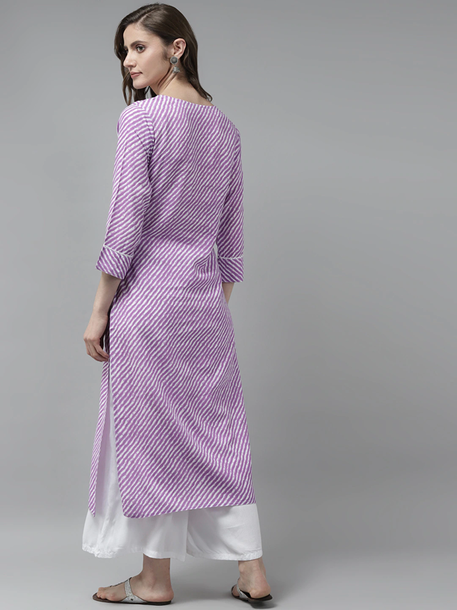 Yufta Lavender Printed Kurta - Distacart