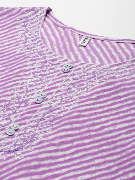 Yufta Lavender Printed Kurta - Distacart