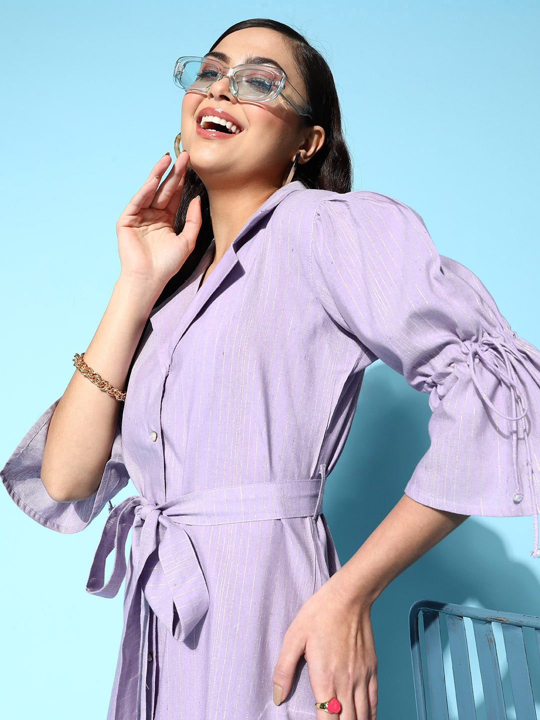 Yufta Lavender Shirt Dress - Distacart