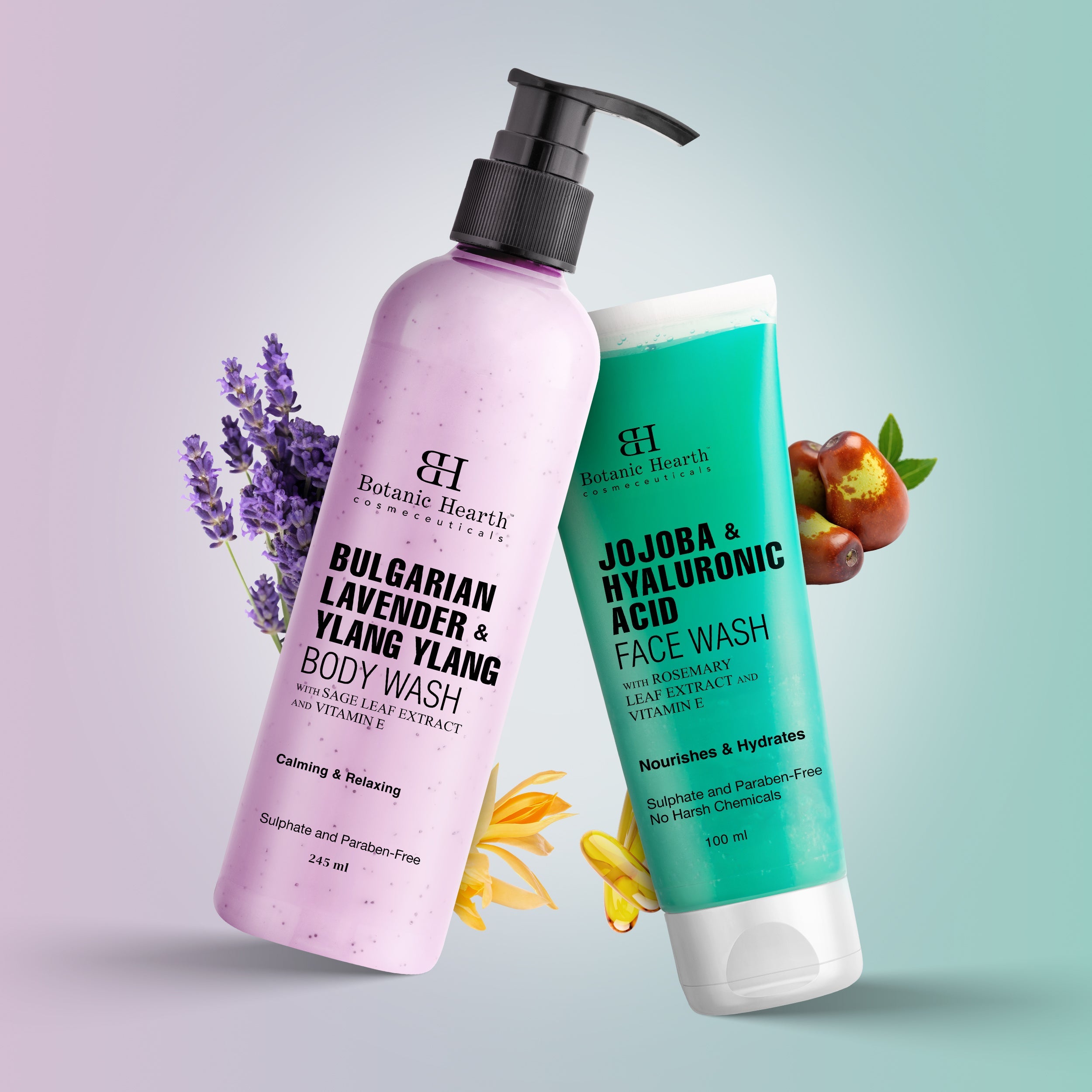 Hyaluronic Face Wash with Lavender Body Wash (Pack of 2) - Distacart
