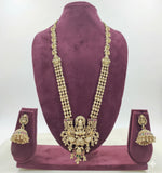 Thumbnail for Jewel City Antique Gold-Plated Lakshmi Temple Long Necklace Set with Jhumka Earrings for Women - Distacart