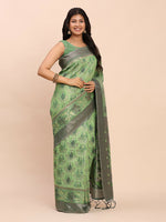 Thumbnail for Astita Linen Cotton Green Saree