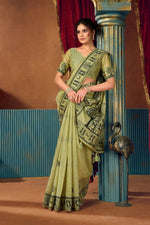 Thumbnail for Jyoti Fashion Women's Green Modal Zari Woven Saree with Blouse - Dista