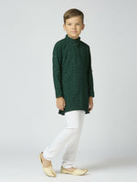 Thumbnail for Joban Fashion Kids Island Full Sleeves Cotton Kurta and Pyjama Set with Sequin work - Green - Distacart