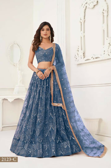 Aastha Fashion More Peach Butterfly Net Tone To Tone Thread Work, Sequence Work And Original Mirror Work Embroidery Wedding Wear Lehenga Choli - Distacart