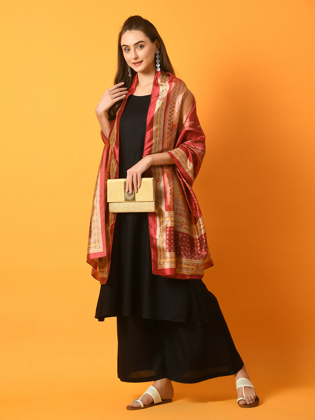 Myshka Women's Black Solid Anarkali Party Kurta Set With Printed Dupatta - Distacart