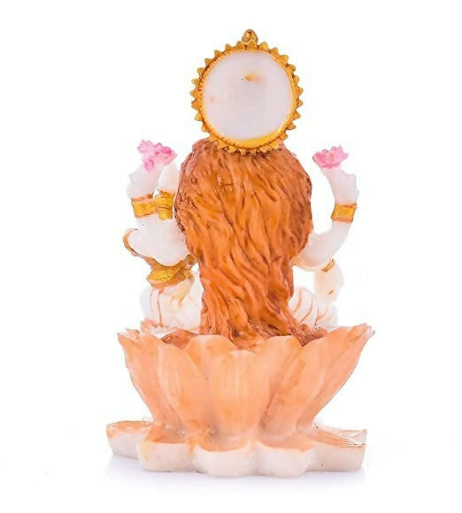 Soni Craft Handmade Poly Resin Lakshmi Ji Sculpture Sitting On Lotus Statue - Distacart