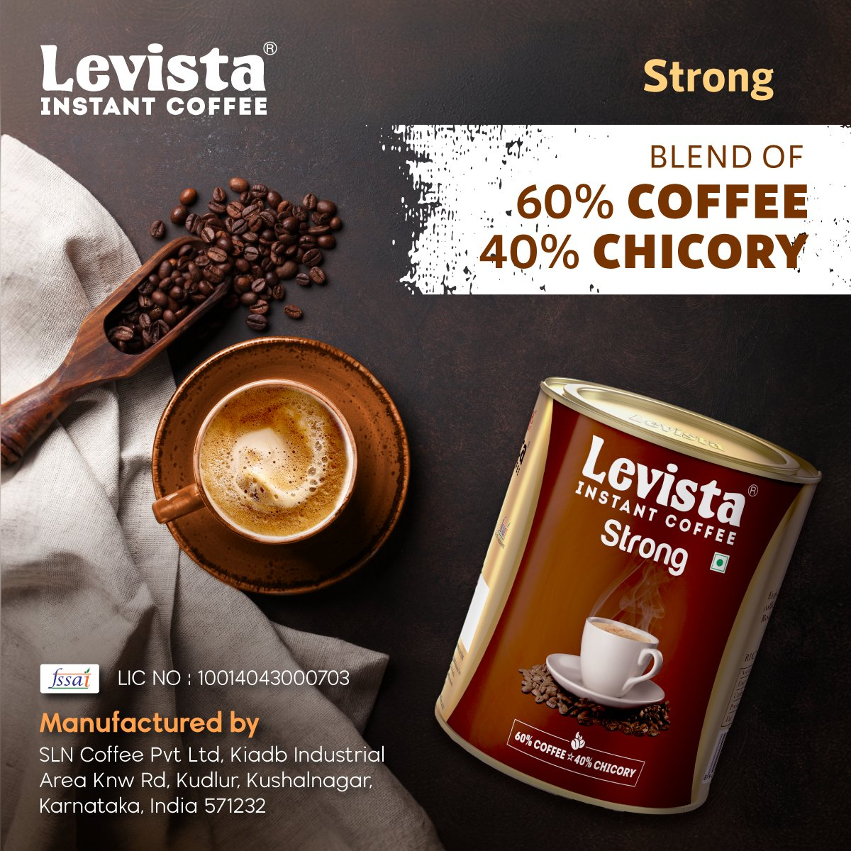 Levista Strong Coffee Can 60:40 - Distacart