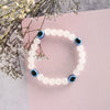 NVR Men & Women White Marbel Crystal Elasticated Bracelet - Distacart
