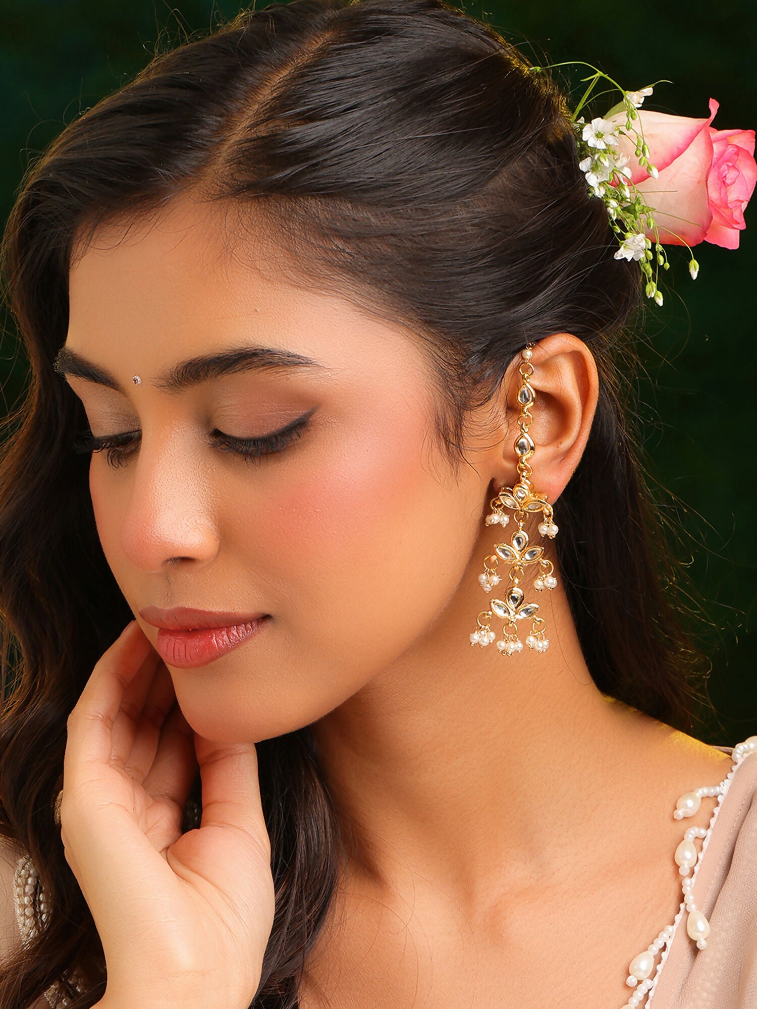 Ruby Raang Chandani Moti Earrings - Distacart