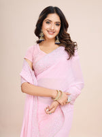 Thumbnail for kasee Ethnic Motifs Sequinned Poly Georgette Ready to Wear Saree - Distacart
