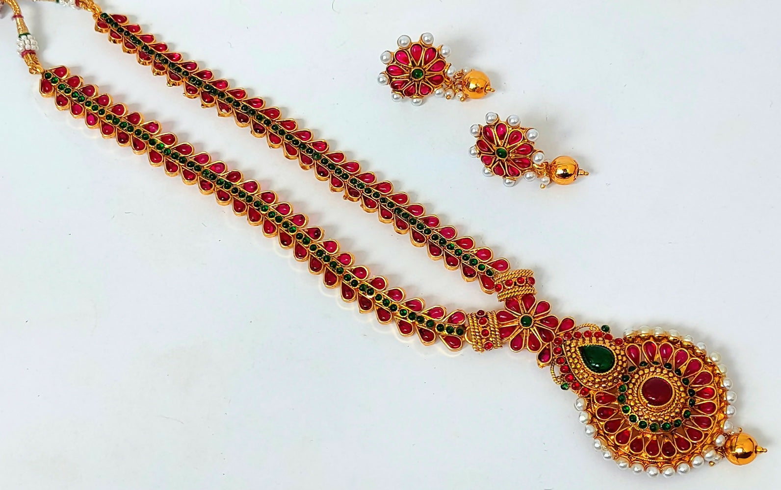 Kemp Pink & Green Necklace Set - Distacart