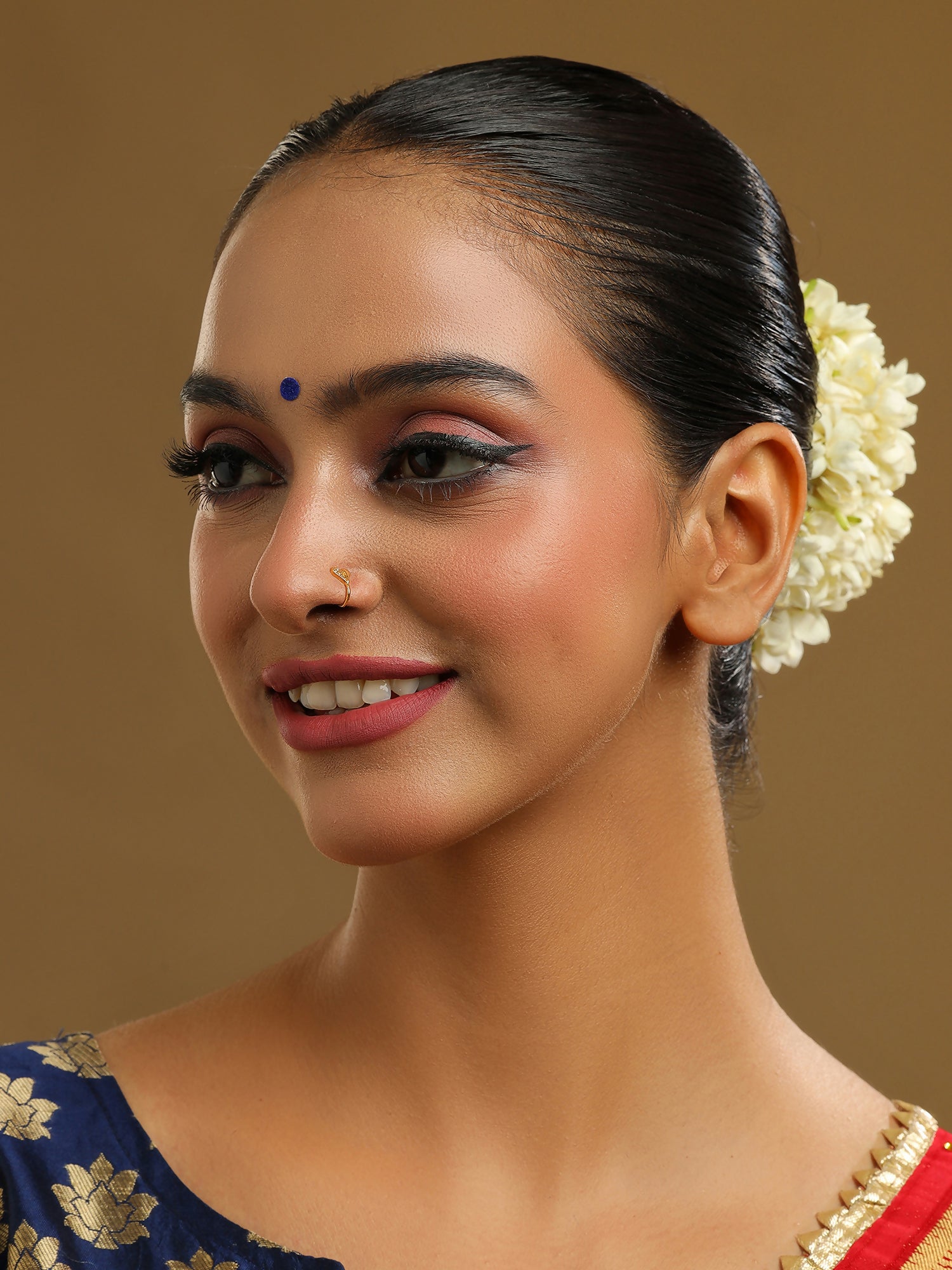 Ruby Raang Gold Heart Nose Pin