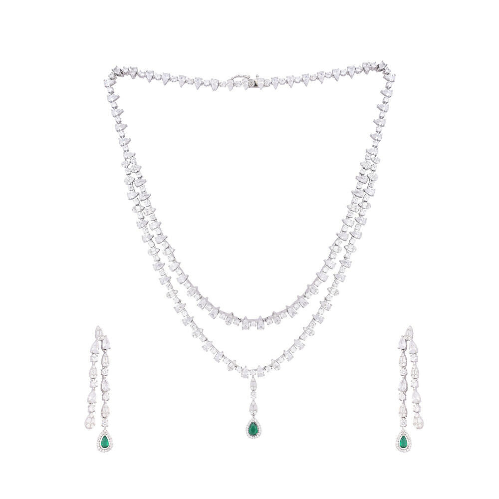 Nuyug Crystal Luster Cubic ZIrcon Necklace Set - Distacart