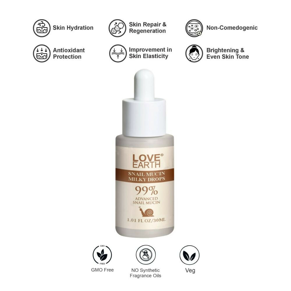 Love Earth Snail Mucin Milky Drops Face Serum - Distacart