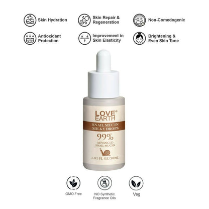 Love Earth Snail Mucin Milky Drops Face Serum - Distacart