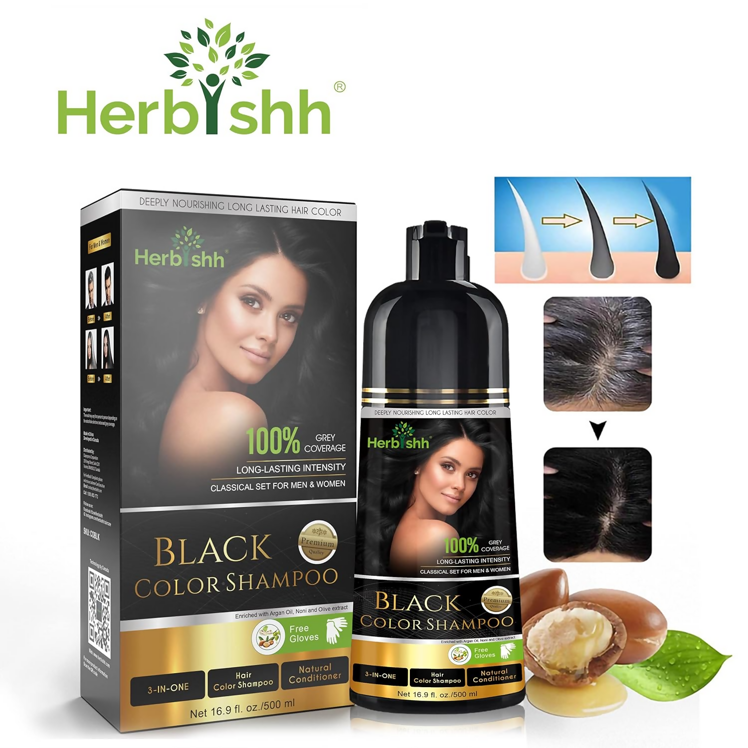 Herbishh Black Hair Color Shampoo - Distacart