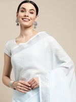 Thumbnail for Anaita Blue Linen Saree With Blouse - Distacart