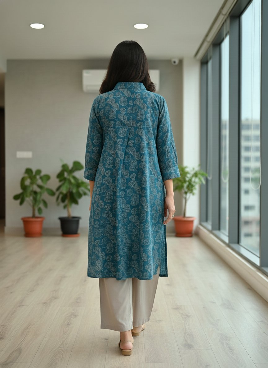 BulBul Lily Teal Printed Rayon Kurta Set