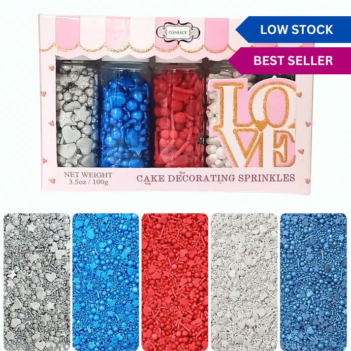 confect edible patriotic sprinkles mix red white blue sprinkles marvelous mix sprinkles pack of 5 j4 09