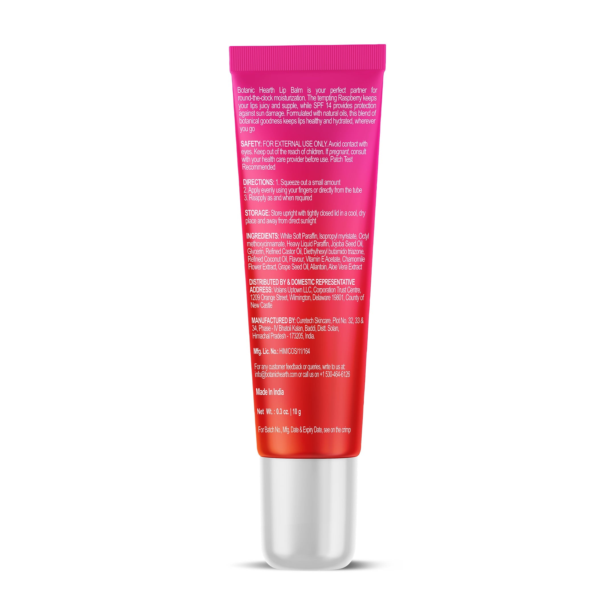 Raspberry SPF Lip Balm with Jojoba Oil, Vitamin E & Allantoin - Distacart