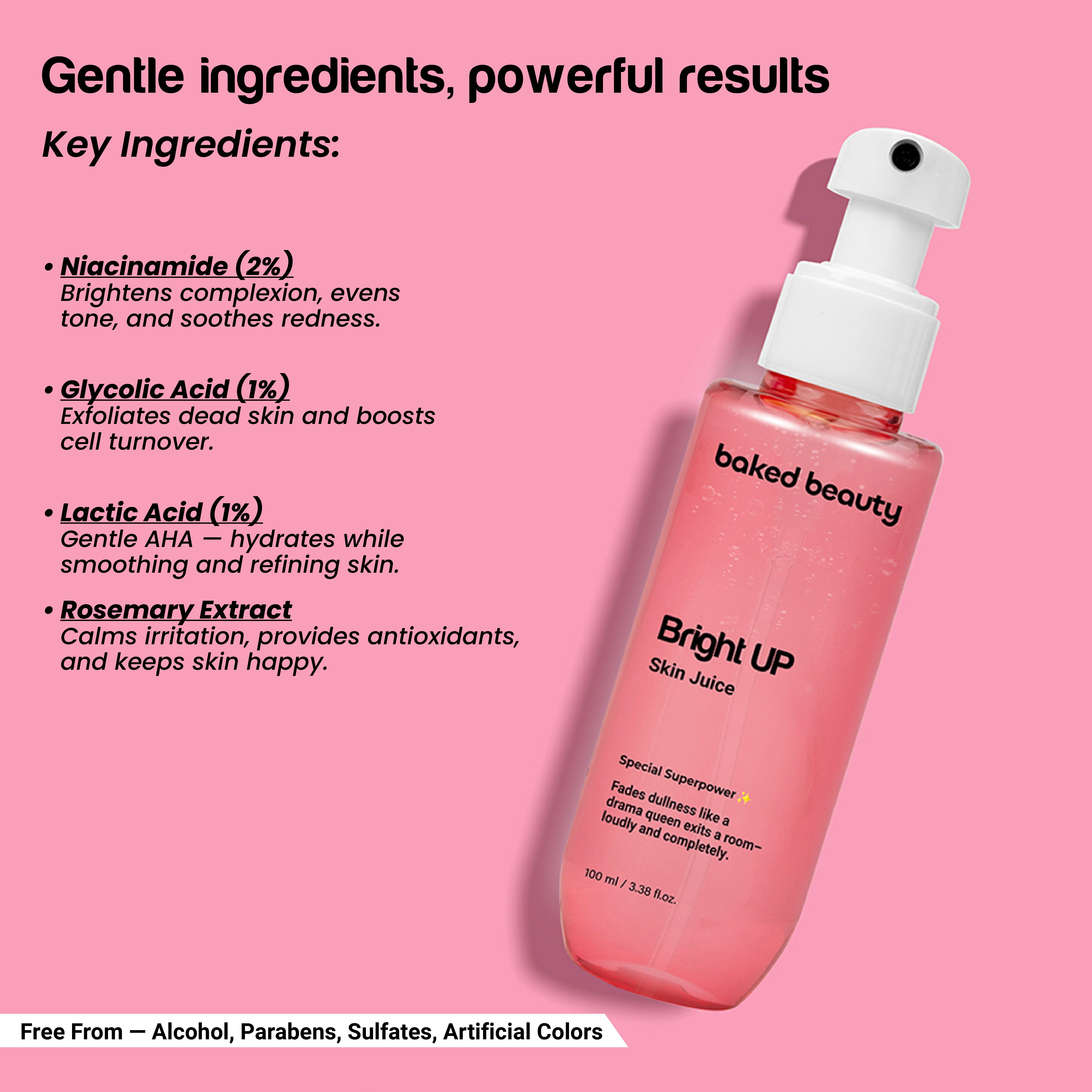 Baked Beauty Bright Up Skin Juice - Brightening Toner - Distacart