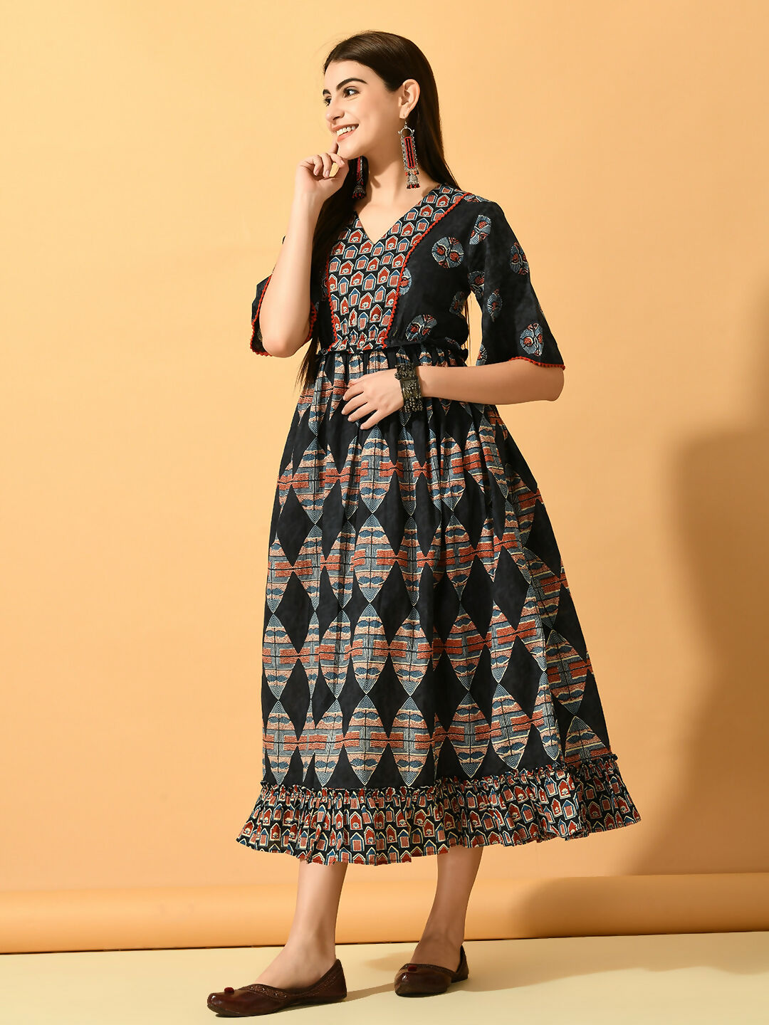 Myshka Women's Multi Fit and Flare Party Dress - Distacart