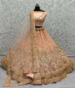 Thumbnail for Jyoti Fashion Women's Peach Bridal Net Fancy Sequins with Multi Thread Embroidered & Handwork Wedding Lehenga Choli - Distacart