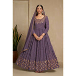 Thumbnail for Aastha Fashion Women's Lavender Faux Georgette Zari & Sequins Embroidery Gown with Dupatta - Distacart
