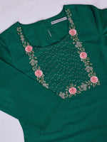 Thumbnail for Ode by House of Pataudi Women Round Neck Three-Quarter Sleeves Embroidered Straight Kurta - Distacart