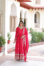 Thumbnail for Lehenga Mart Premium Readymade Gown With Dupatta Set For Women-Rani Pink - Distacart