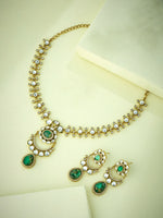 Thumbnail for Nuyug 22K Gold-Plated Kundan Studded Faux Jasper Stone Necklace Set