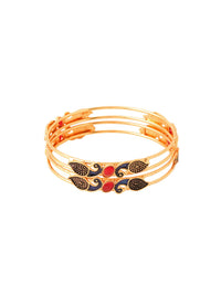 Thumbnail for NVR Women Set of 2 Gold-Plated Traditional Daily Use Peacock Design Bangles - Distacart