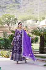 Thumbnail for Joban Fashion Purple Viscose Jacquard Sequence Embroidery Work Kurta Set